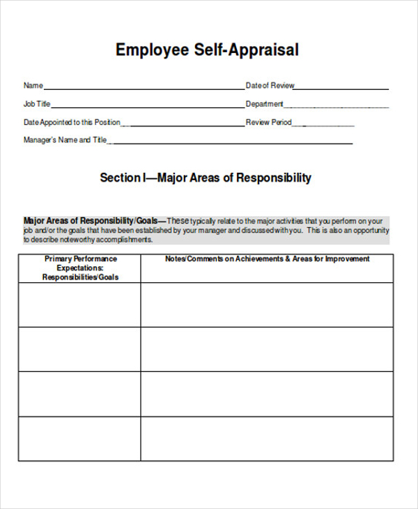 FREE 23+ Sample Self Evaluation Forms in PDF | MS Word | Excel