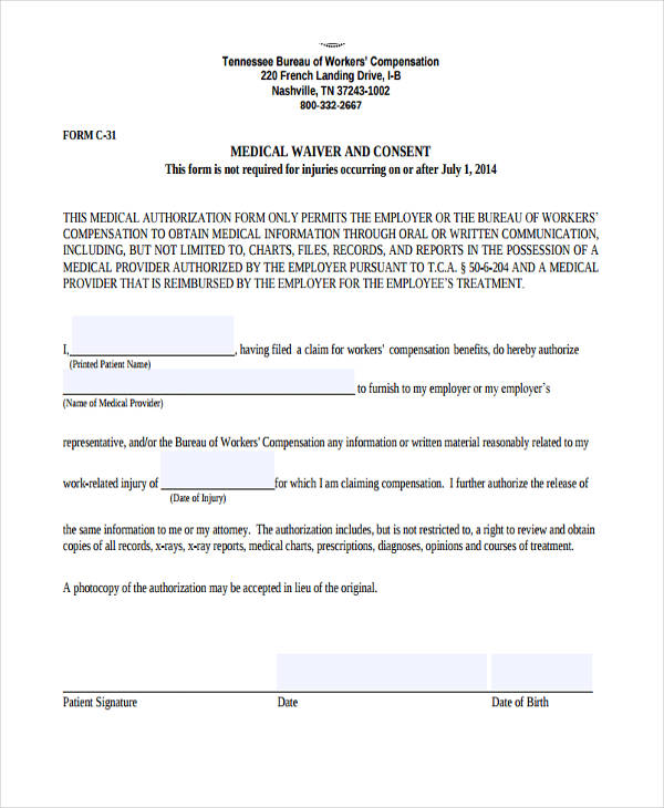 employer medical consent form