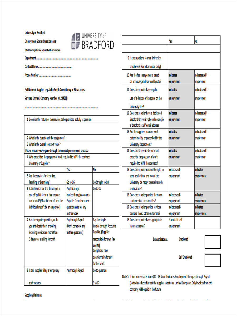 FREE 8 Sample Employment Status Forms In MS Word PDF