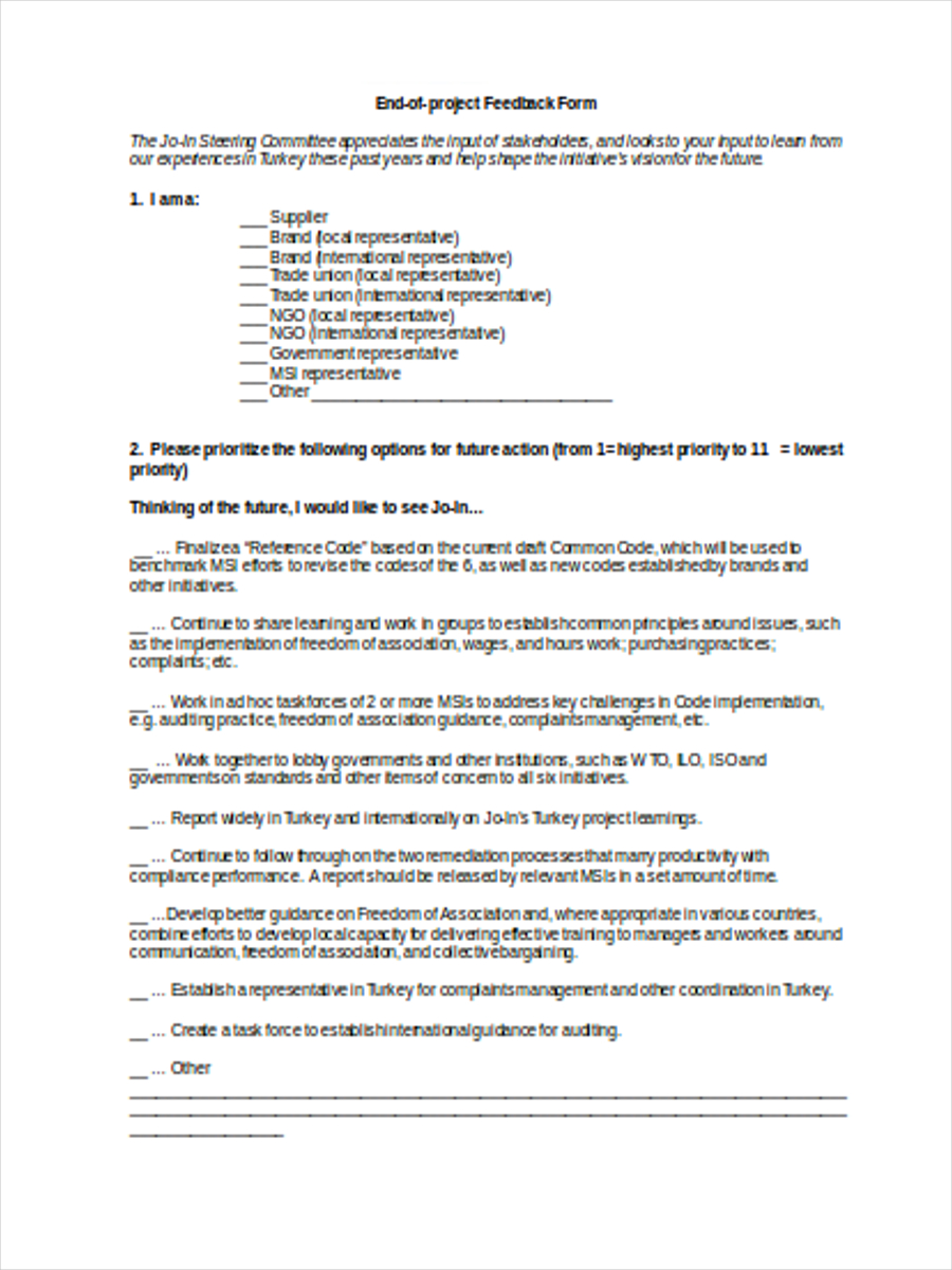 end of project feedback form3