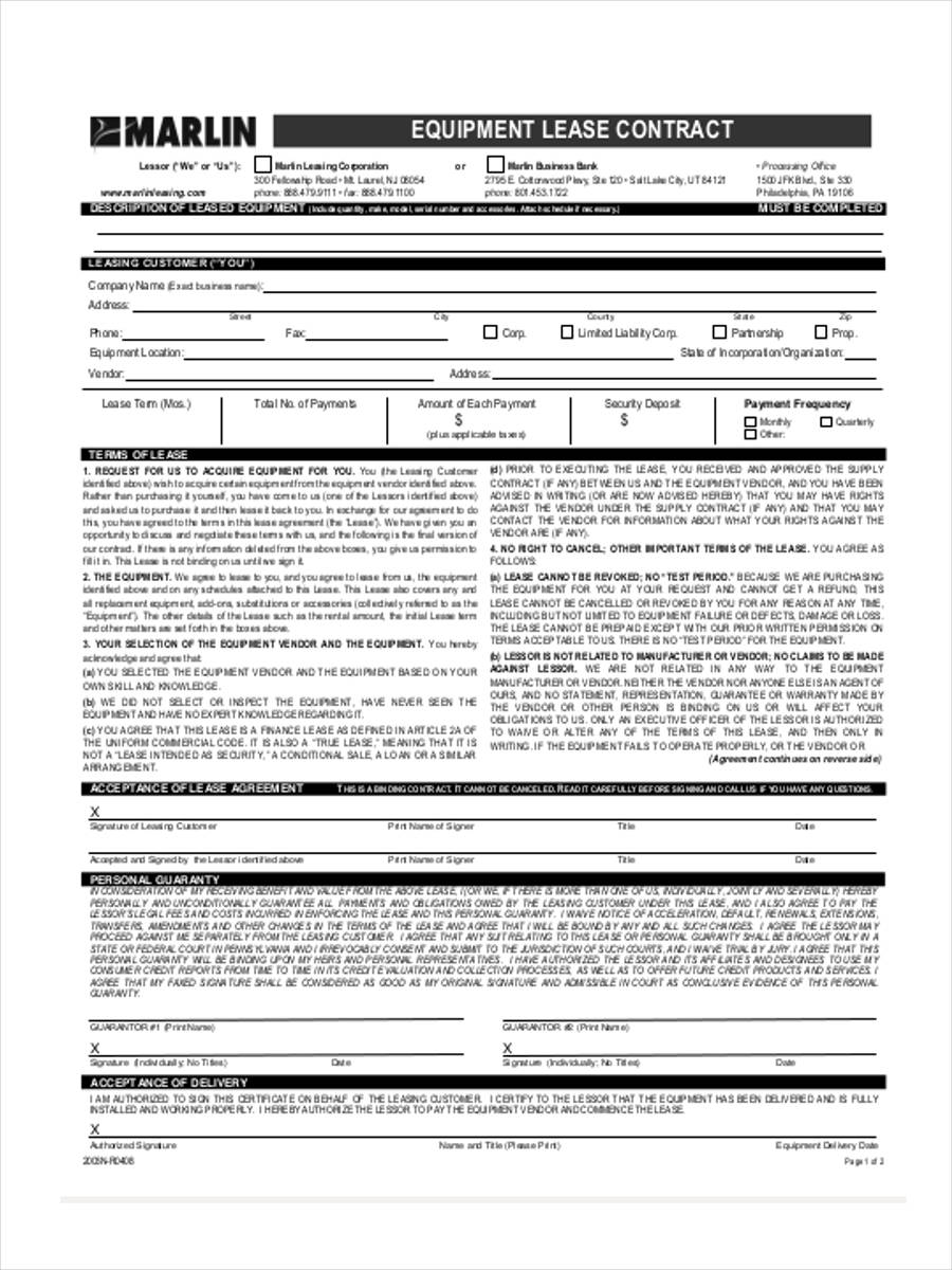 equipment lease contract