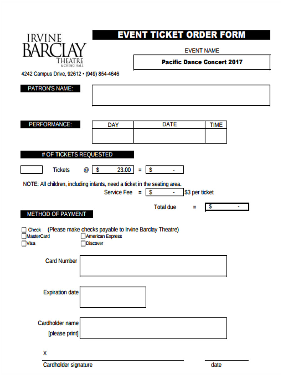 event ticket order