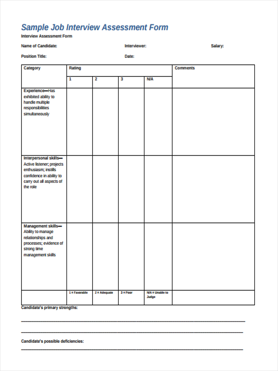 example interview assessment
