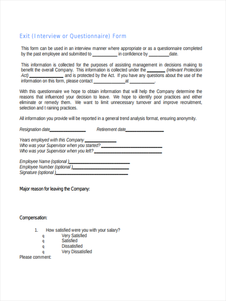 FREE 41  Interview Form Samples PDF MS Word Google Docs Excel