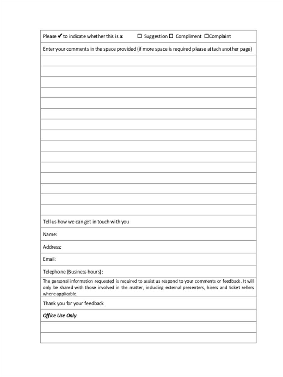 external customer feedback form