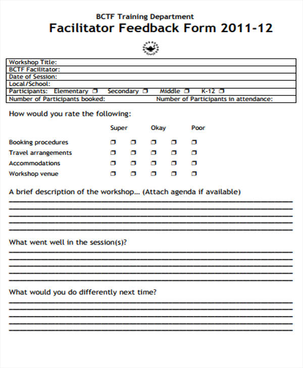 FREE 16+ Sample Training Feedback Forms in PDF Ms Word Excel