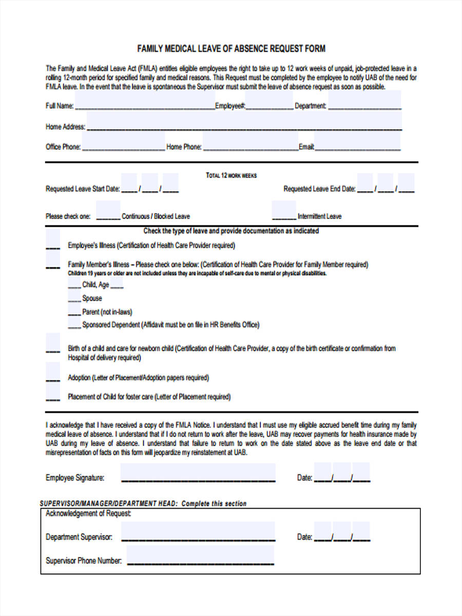 Leave Of Absence Form Template