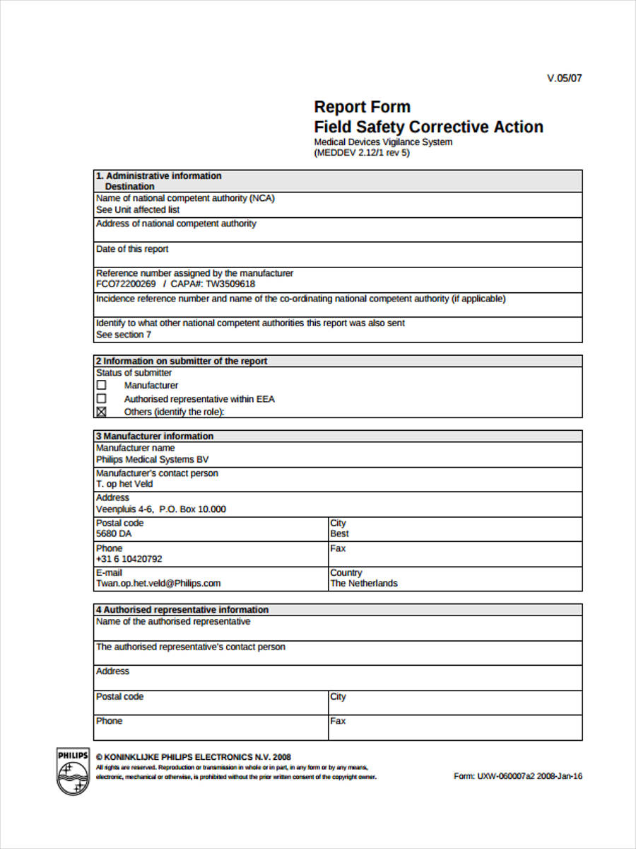 FREE 21+ Corrective Action Form Examples in PDF  MS Word  Excel In Corrective Action Report Template