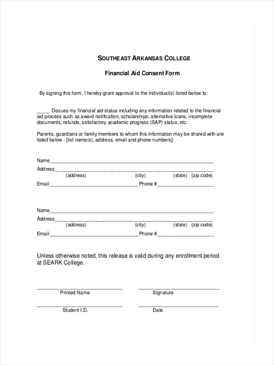 financial aid consent form