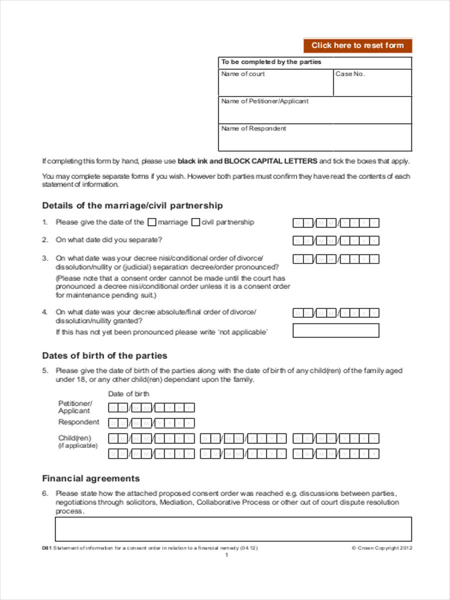 FREE 6 Financial Consent Form Samples In MS Word PDF