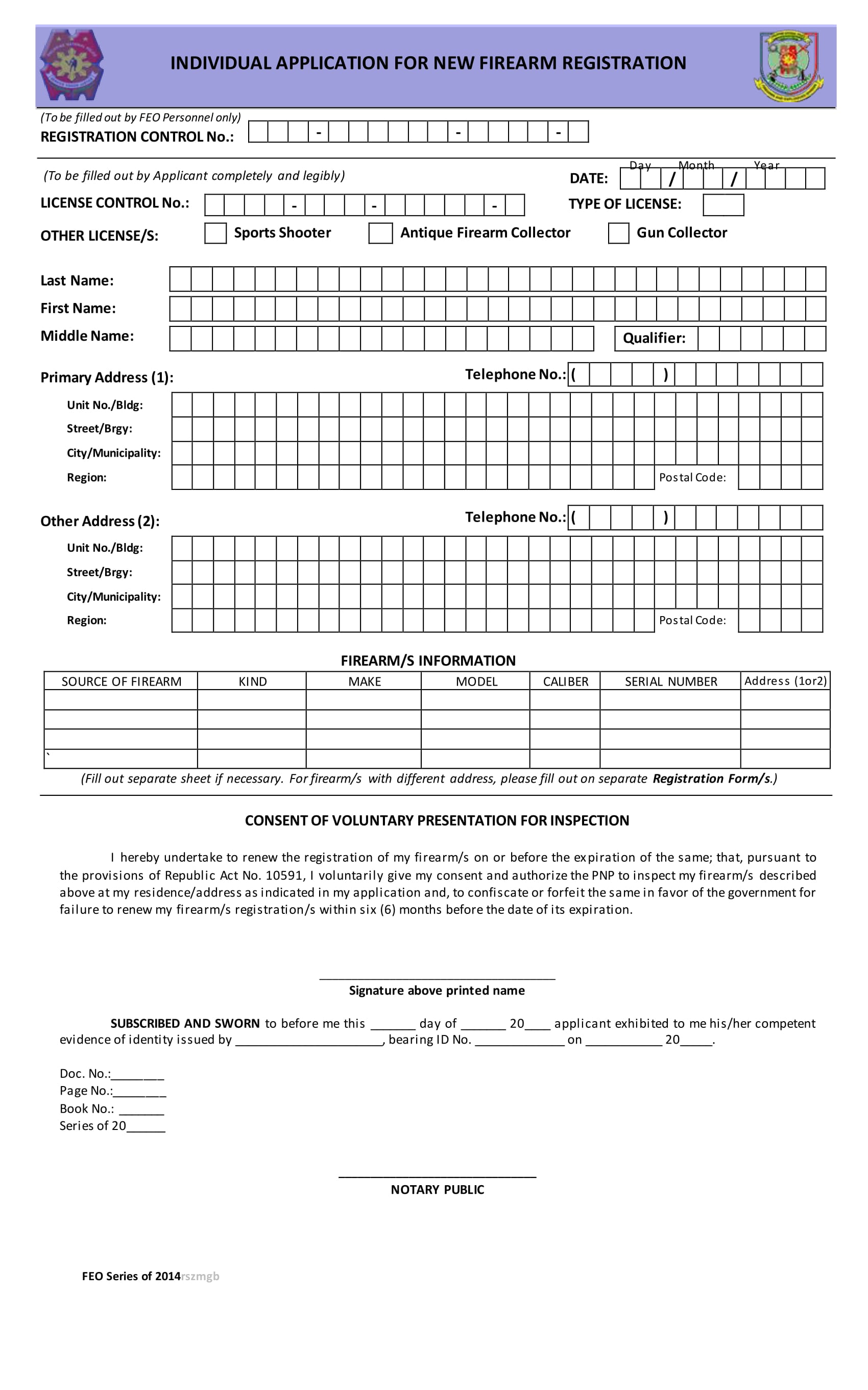 firearm registration form 1