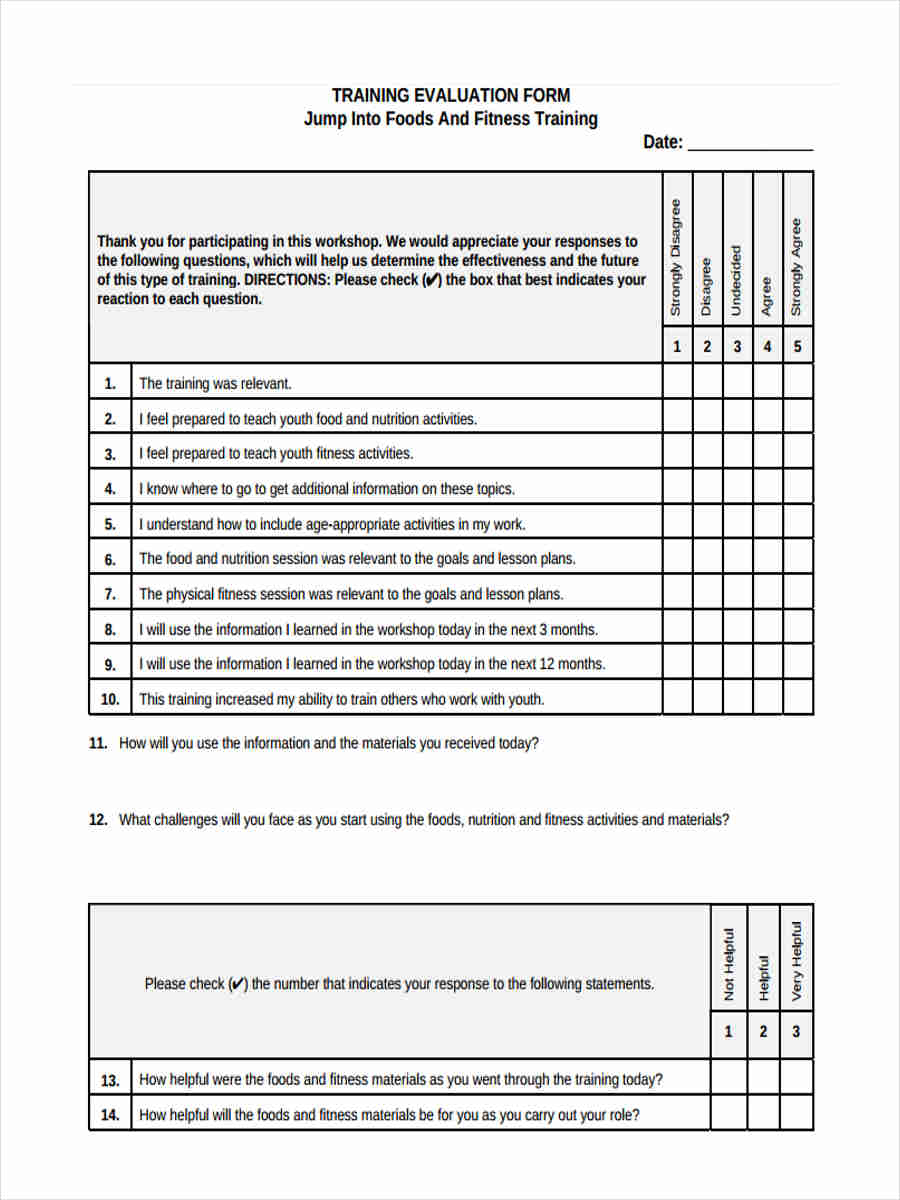 FREE 15+ Training Feedback Forms in PDF