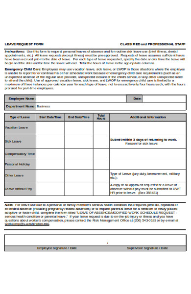 formal leave request form