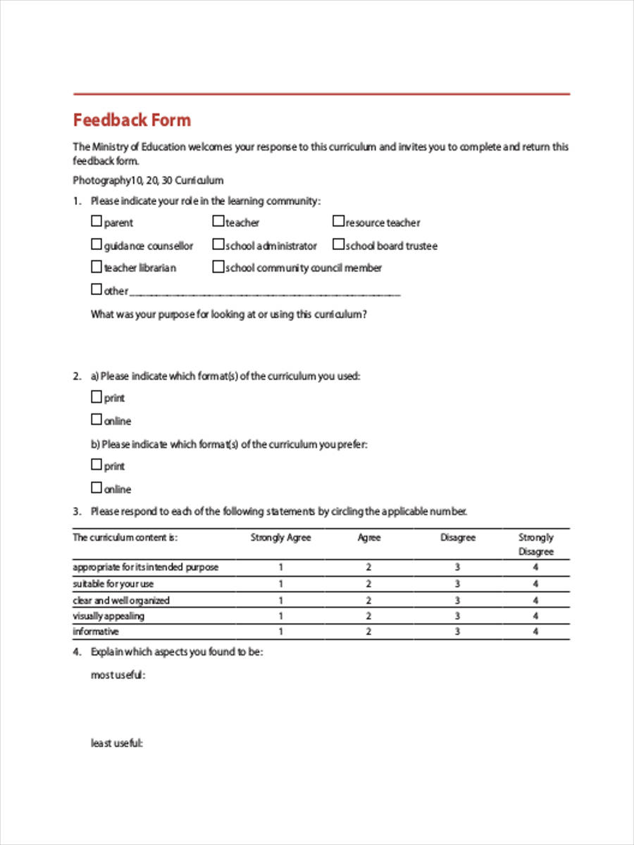 FREE 6+ Photography Feedback Forms in PDF