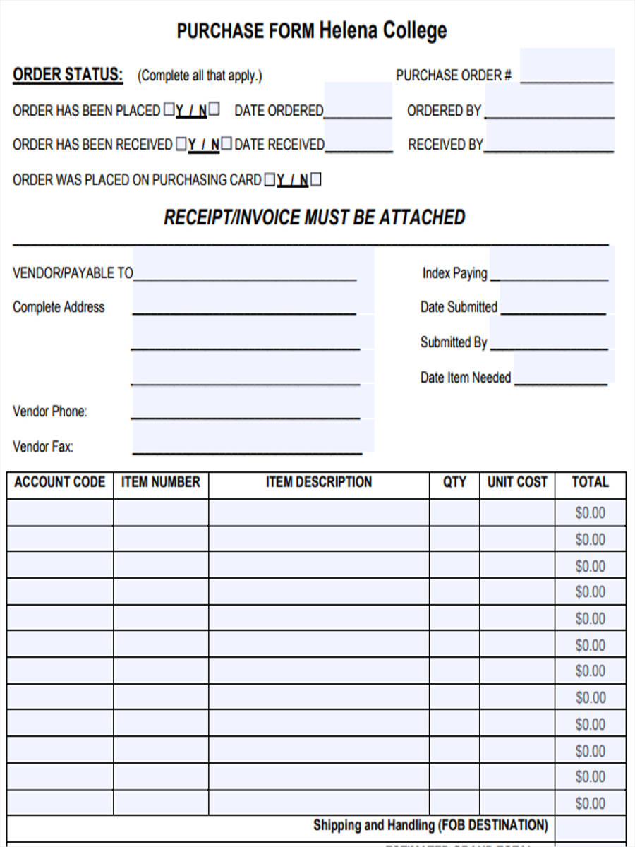 FREE 8 Purchase Receipt Form In Sample Example Format