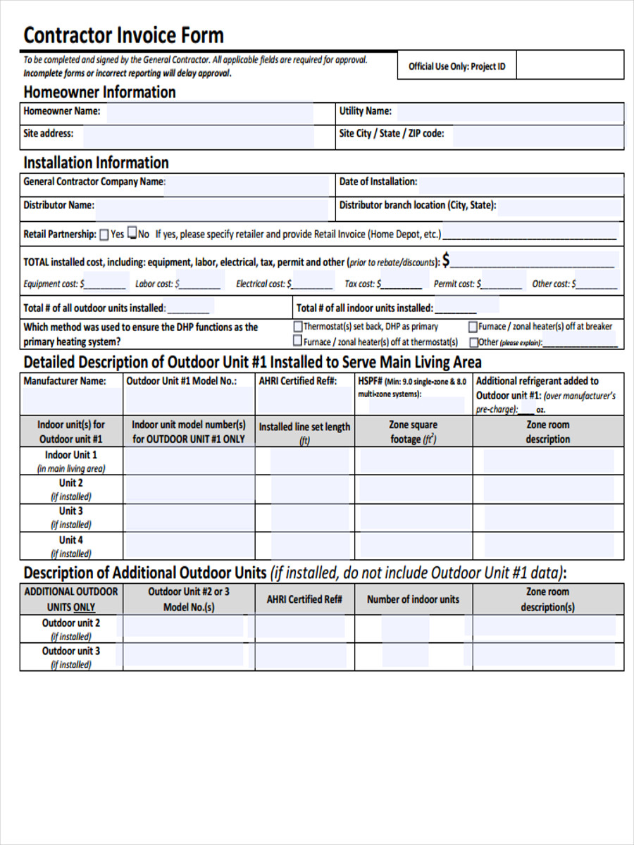 FREE 6 Contractor Receipt Forms In Samples Examples Formats