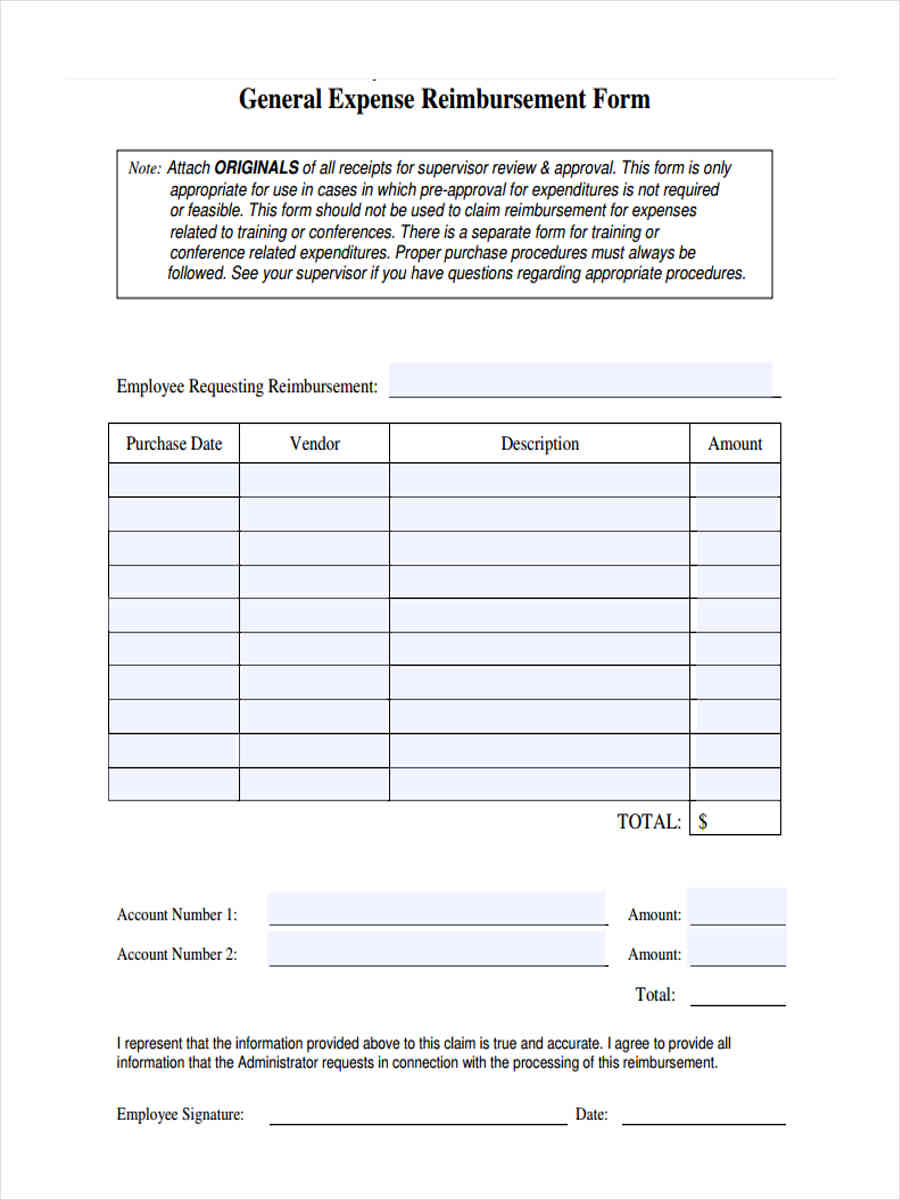 FREE 22+ Expense Reimbursement Forms in PDF  Ms Word  Excel Throughout Reimbursement Form Template Word