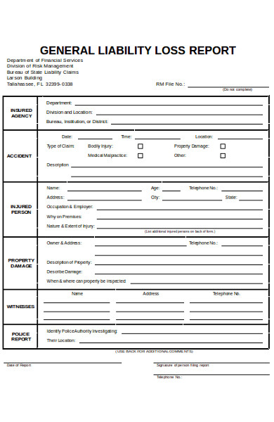 General Liability Loss Acord Form - Form example download
