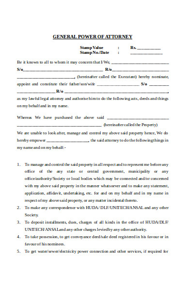 general power of attorney form