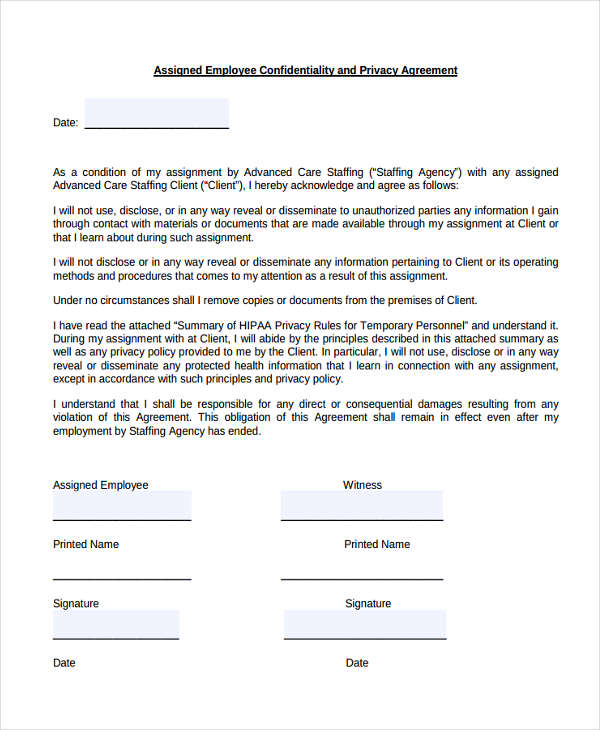 generic hipaa confidentiality agreement form