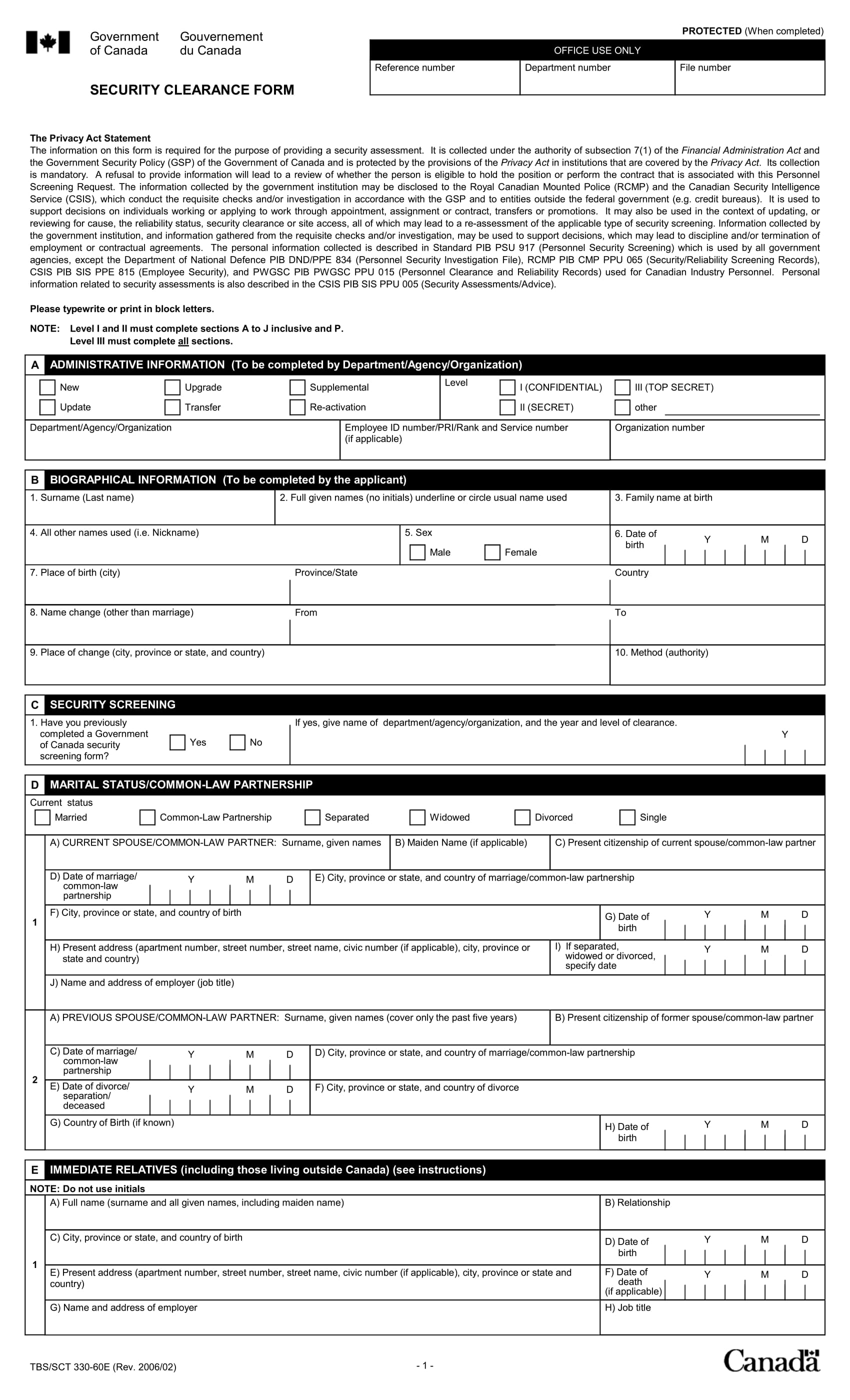 generic security clearance form sample