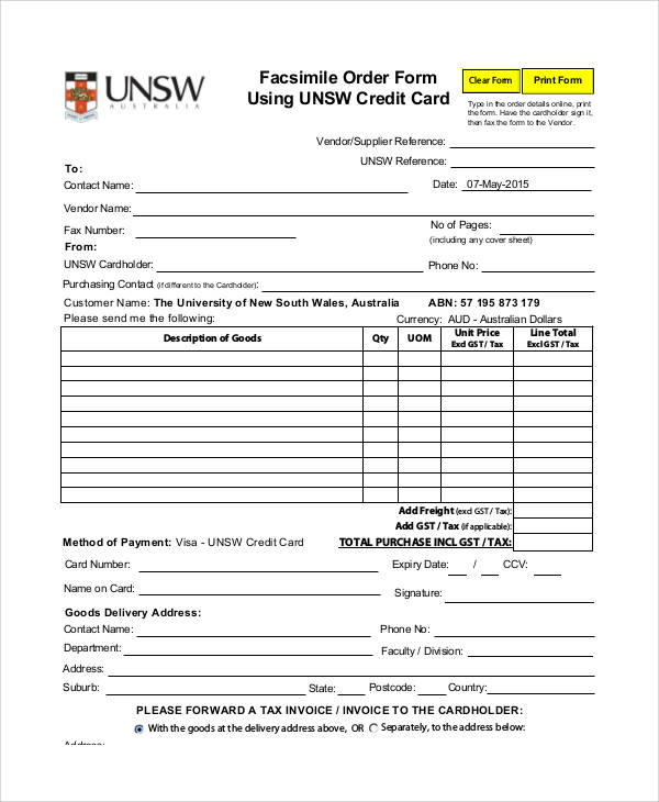 goods delivery form