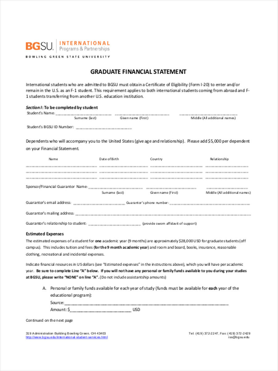 graduate financial statement