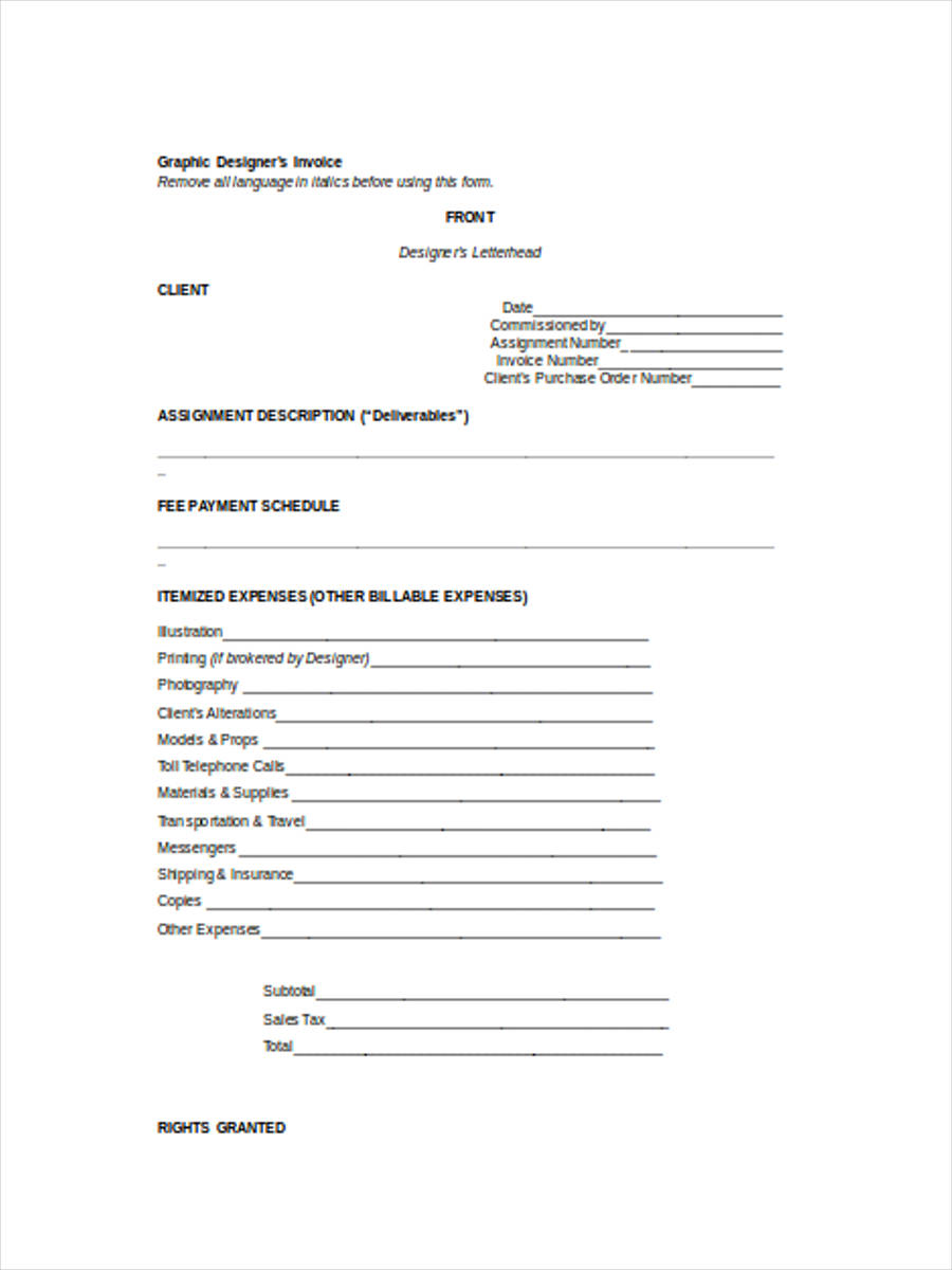 FREE 23+ Graphic Design Invoice Forms in PDF  MS Word Throughout Graphic Design Invoice Template Word