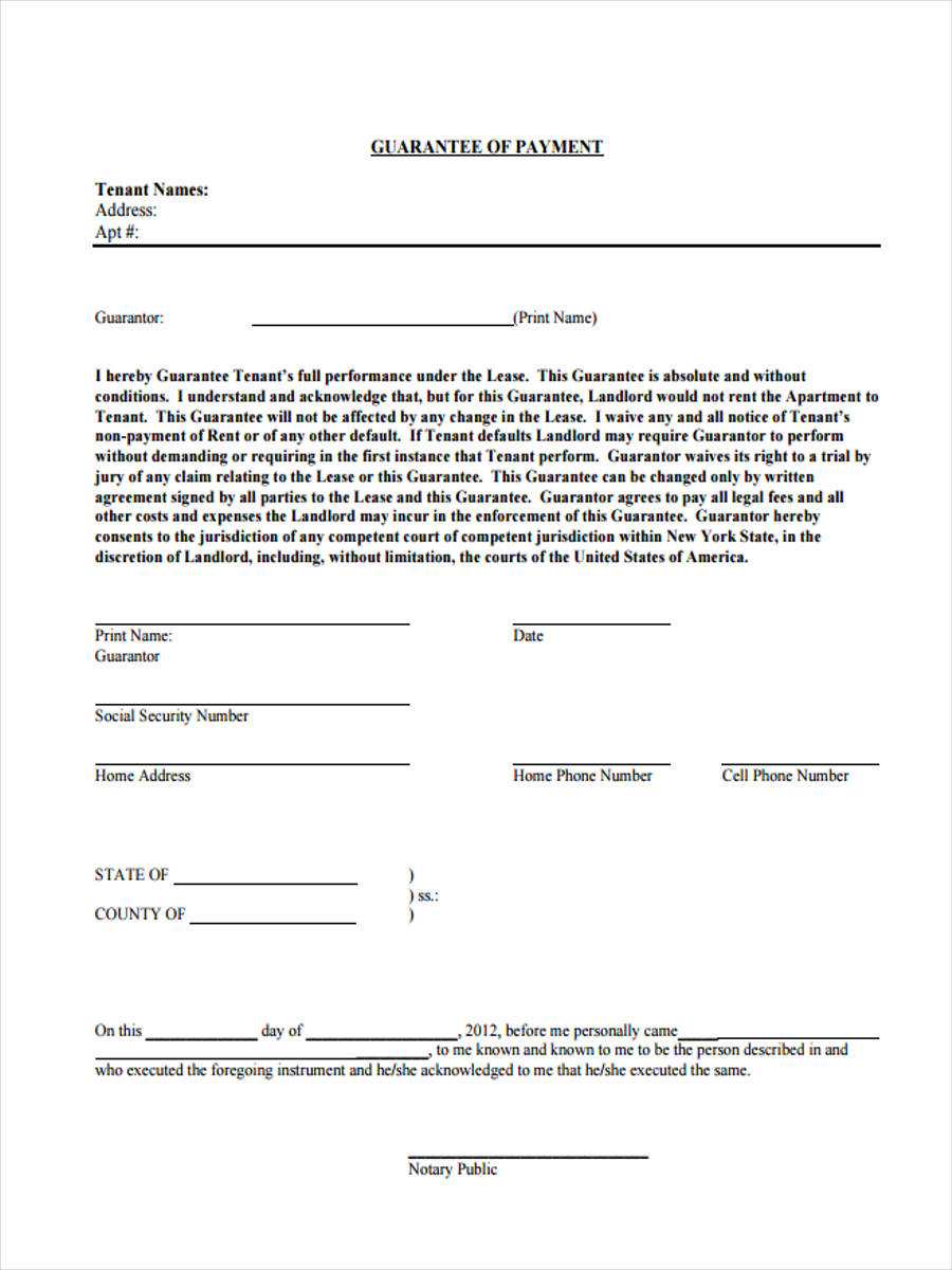 9 Guarantor Agreement Form Samples - Free Sample, Example 