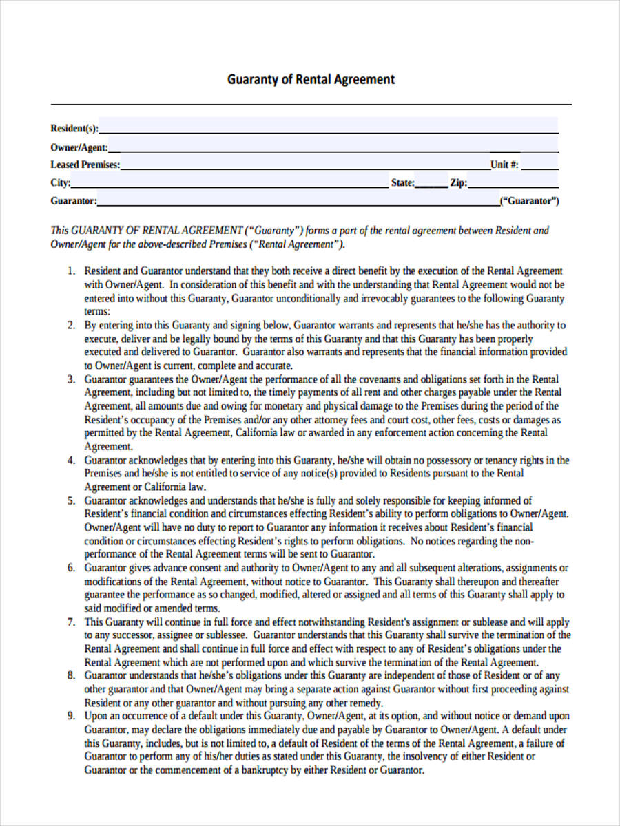 FREE 8+ Guarantor Agreement Forms in PDF