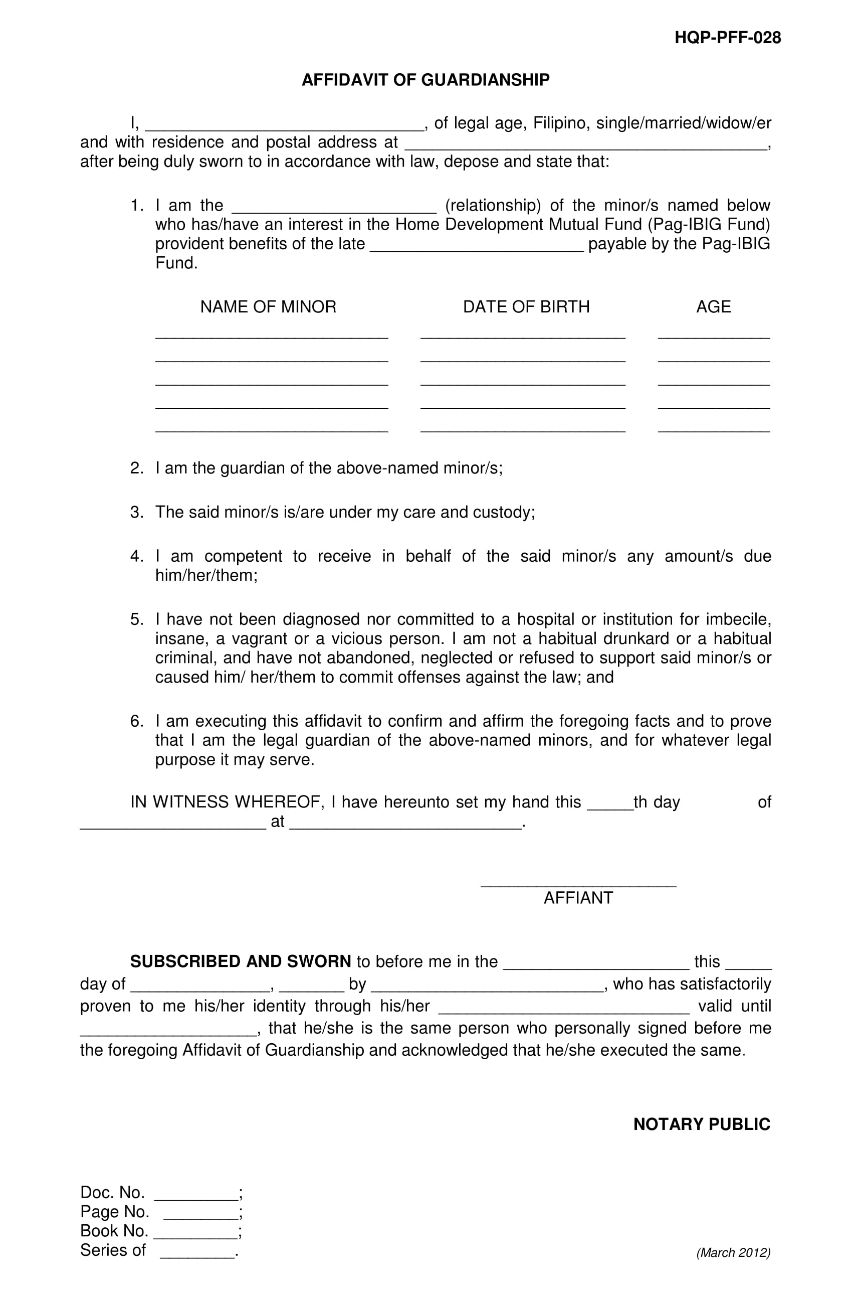 notarized letter for guardianship