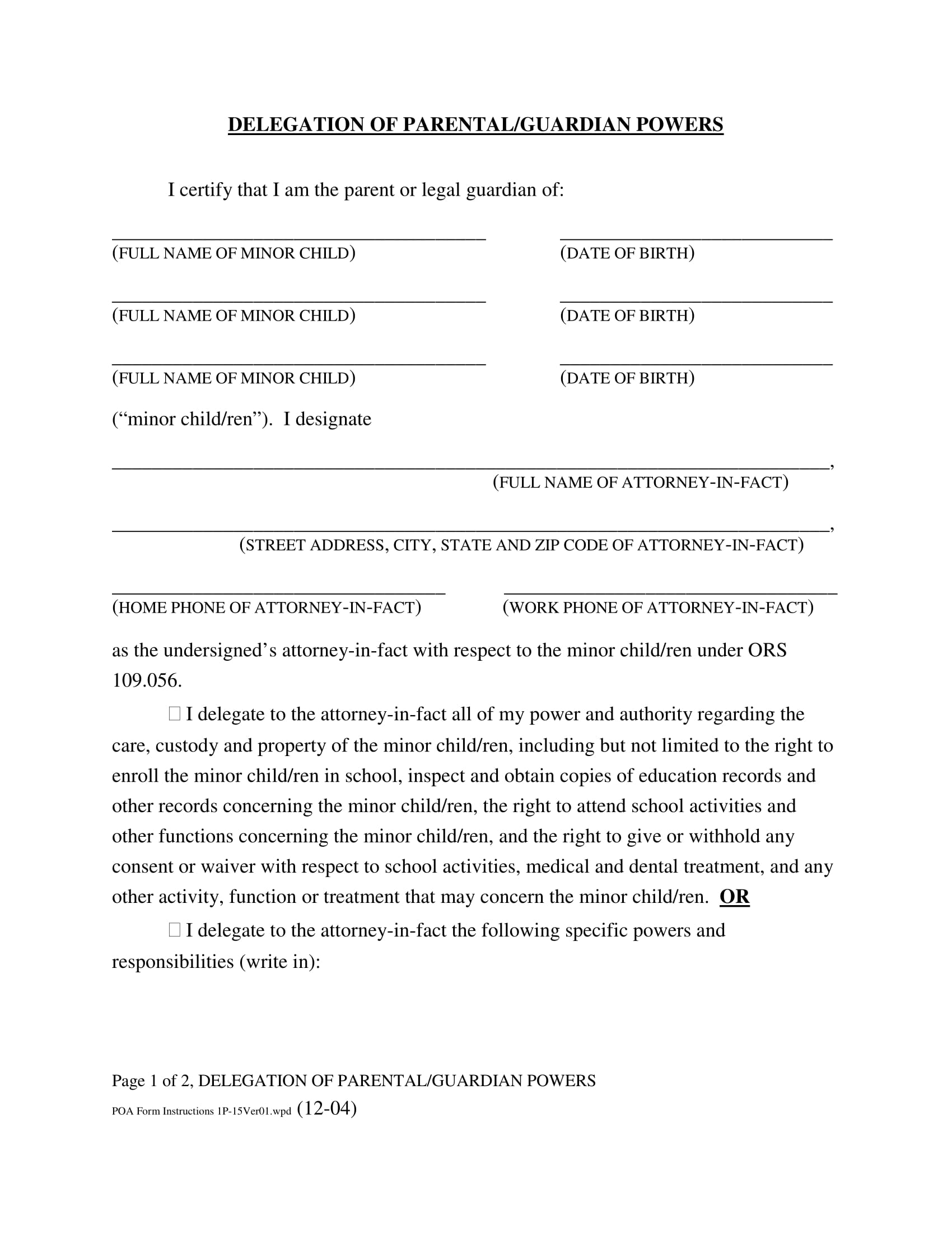 Guardianship Will Template