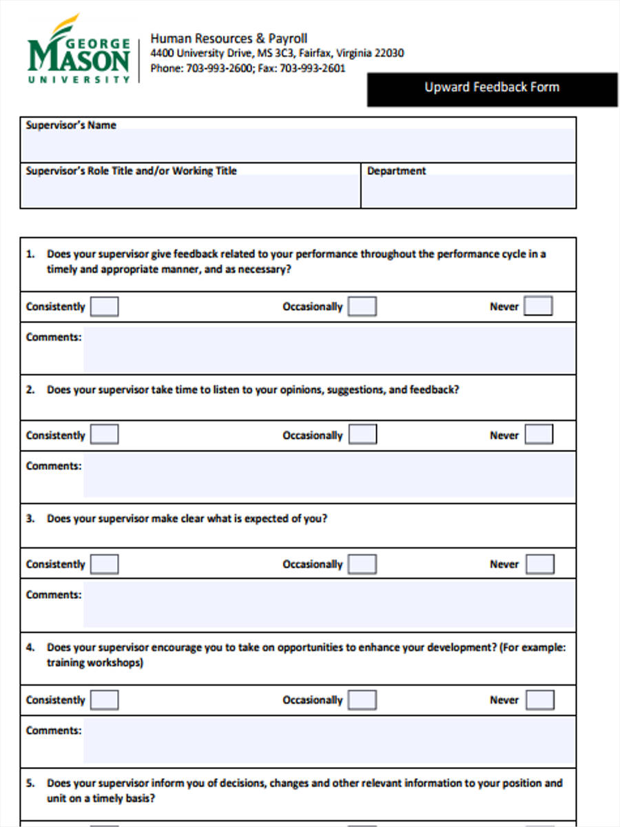 FREE 5+ Sample HR Feedback Forms in PDF MS Word
