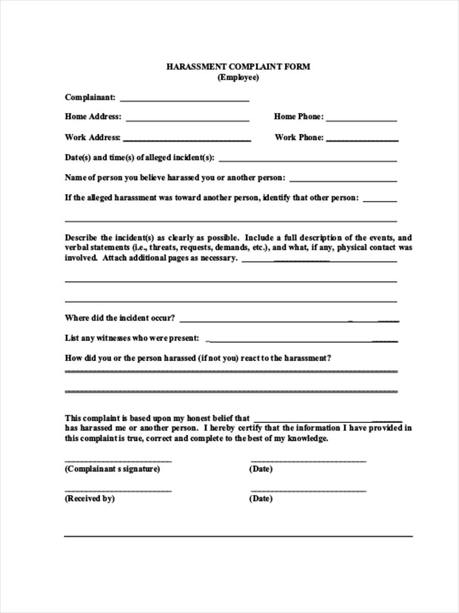 Free Employee Complaint Forms In Pdf Ms Word Free Nude Porn Photos