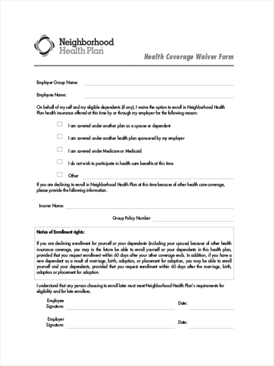 Free 9 Health Waiver Forms In Pdf Ms Word 0162