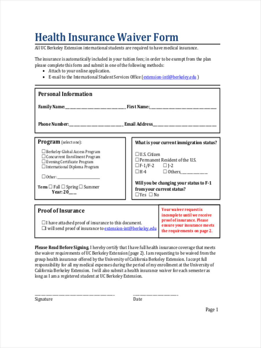 FREE 9+ Health Waiver Forms in PDF | Ms Word