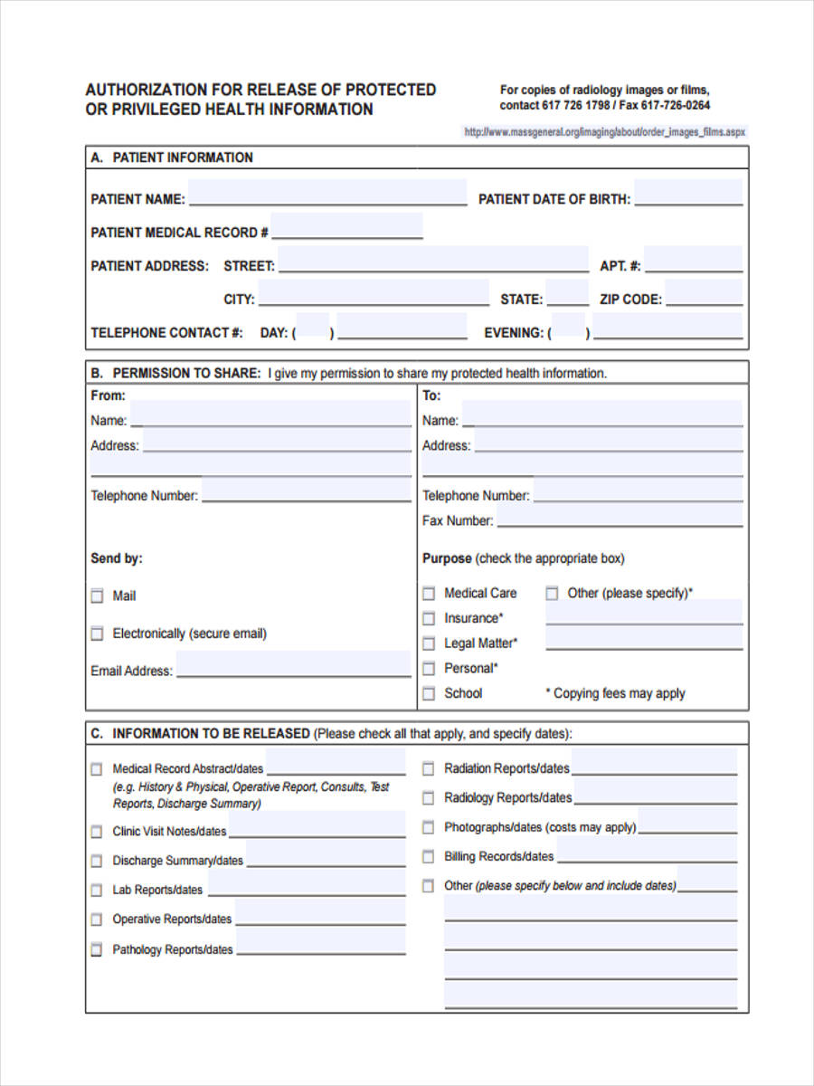 health record release form