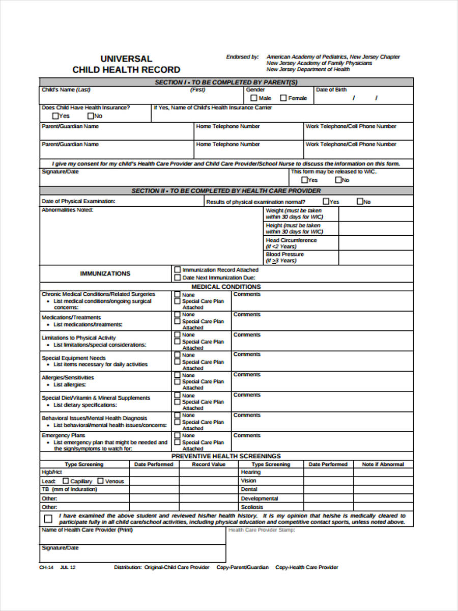 health record for children