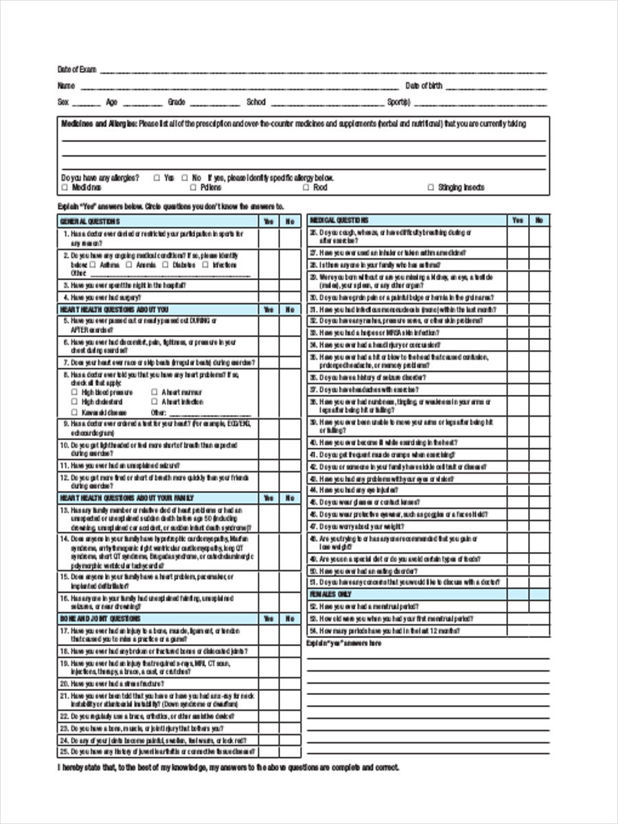complete sports physical form
 FREE 10+ Sports Physical Form in Sample, Example, Format