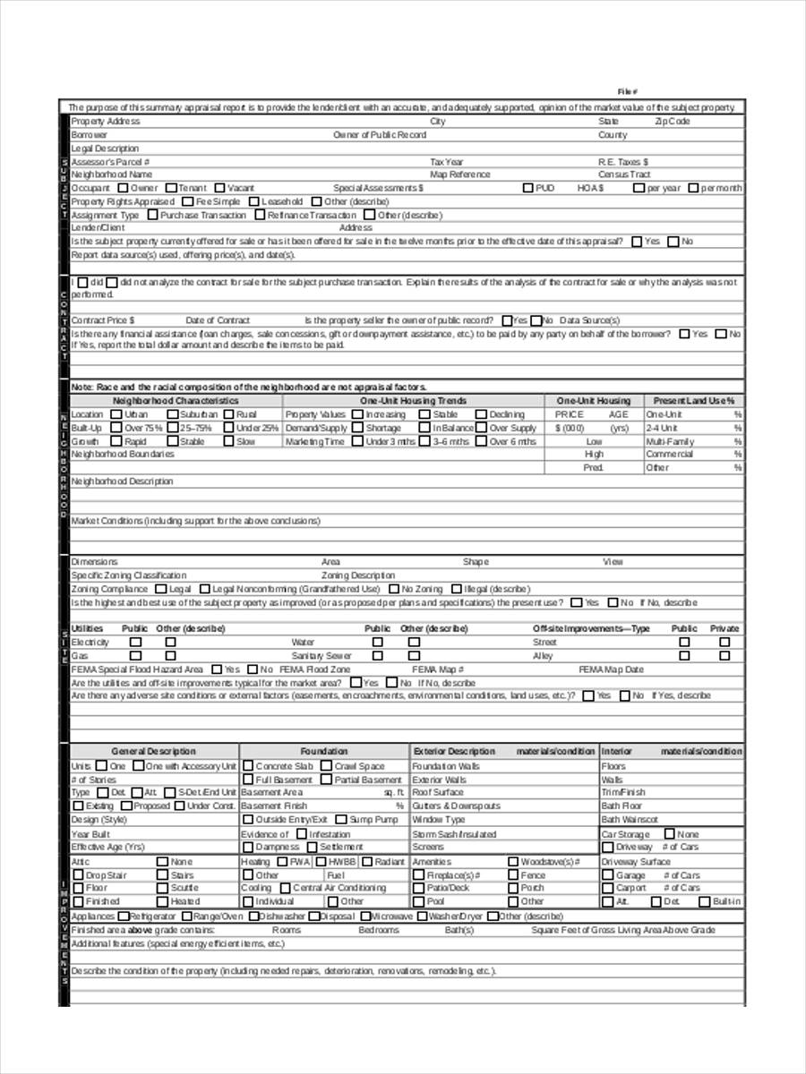 home evaluation form
