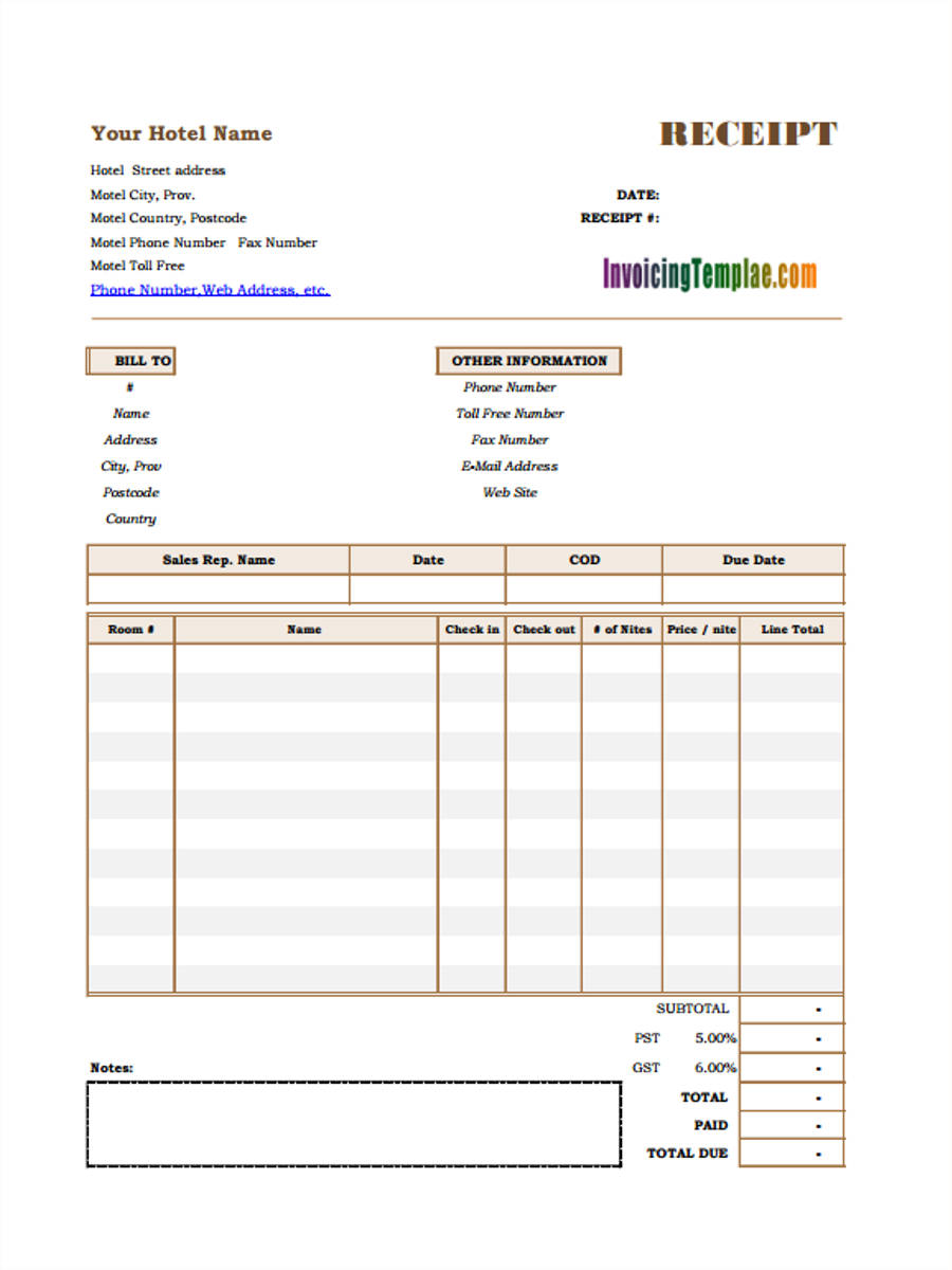 free 4 hotel receipt forms in pdf