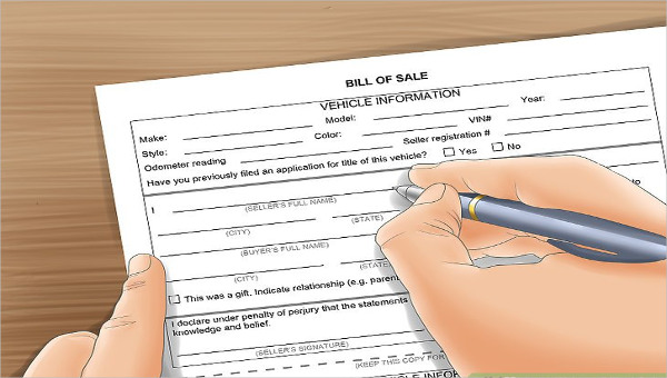 how do you write a bill of sale