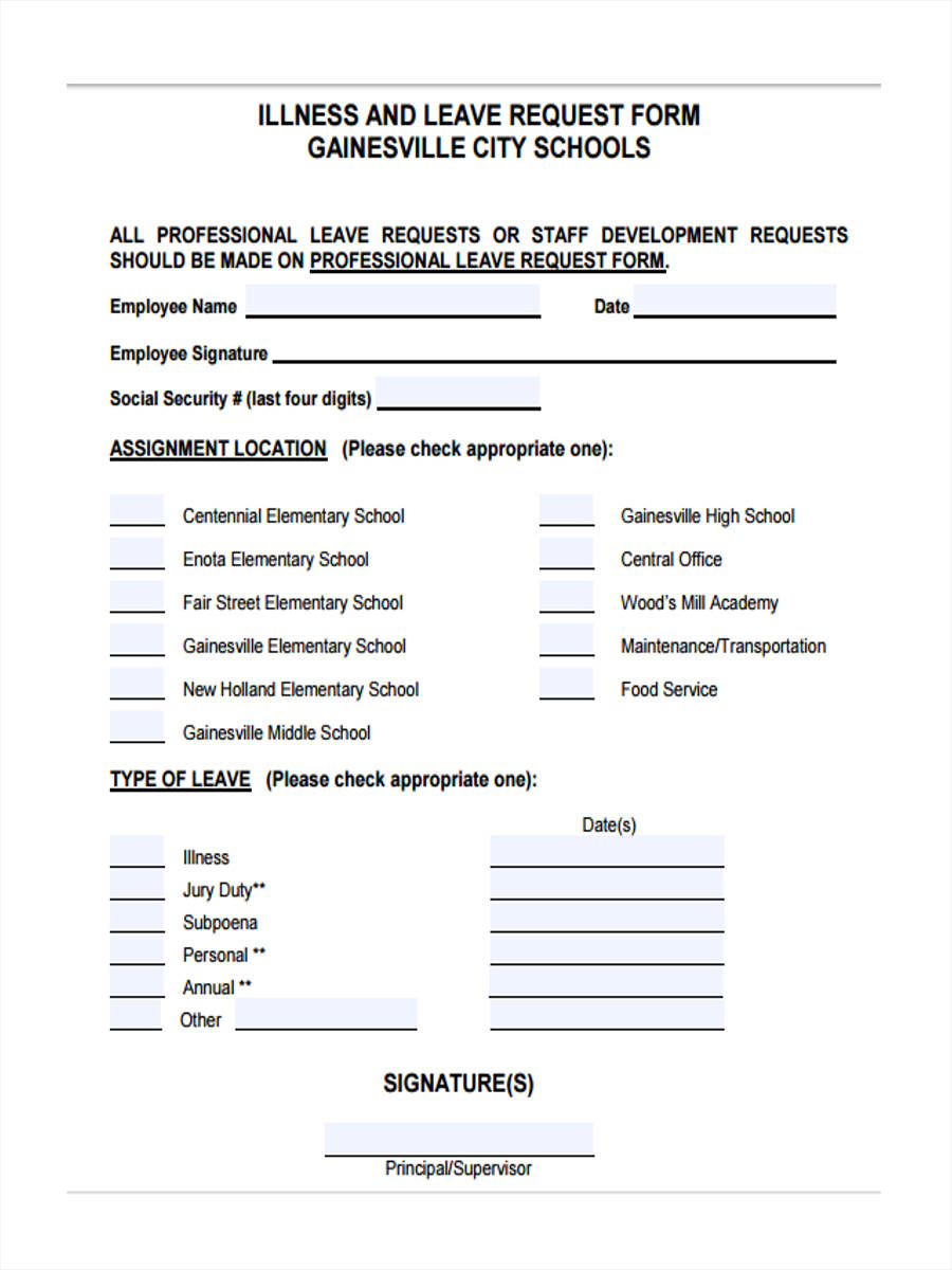 FREE 31 Leave Request Forms In PDF Ms Word Excel FREE 31 Leave Request Forms In PDF Ms Word Excel