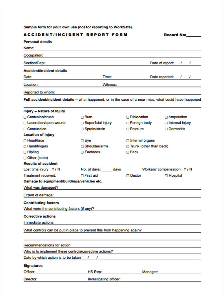 FREE 7+ Sample Incident Action Forms in MS Word | PDF