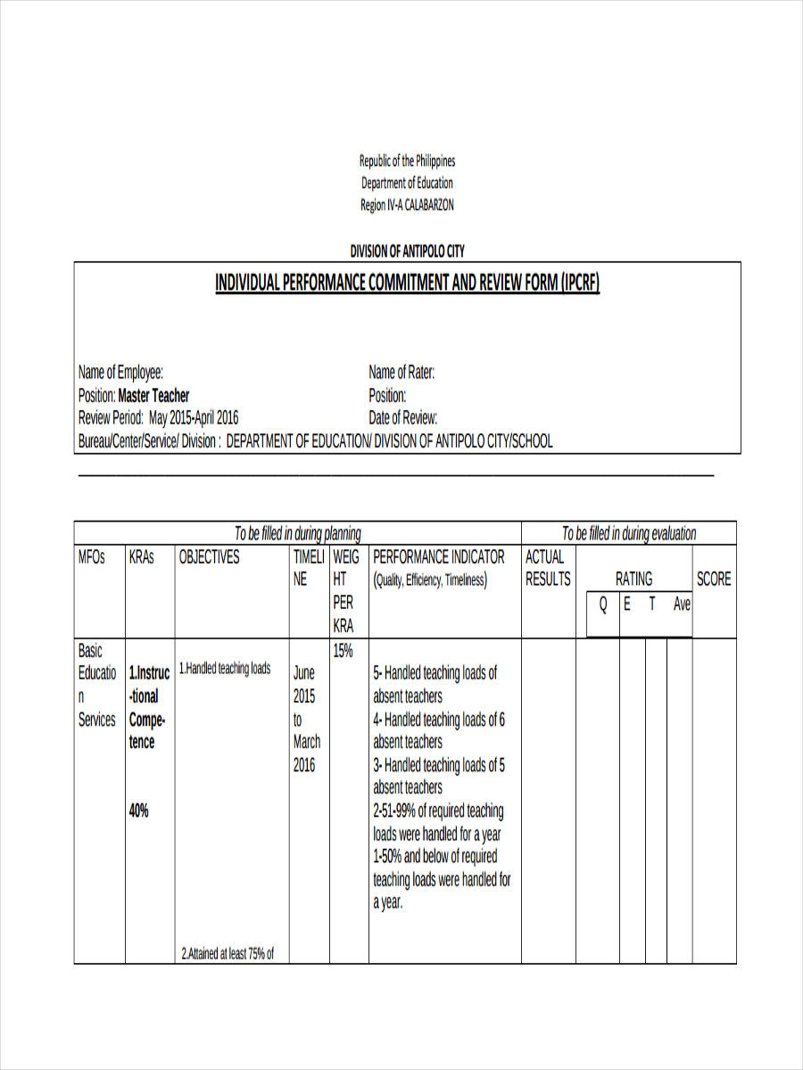 individual performance review form