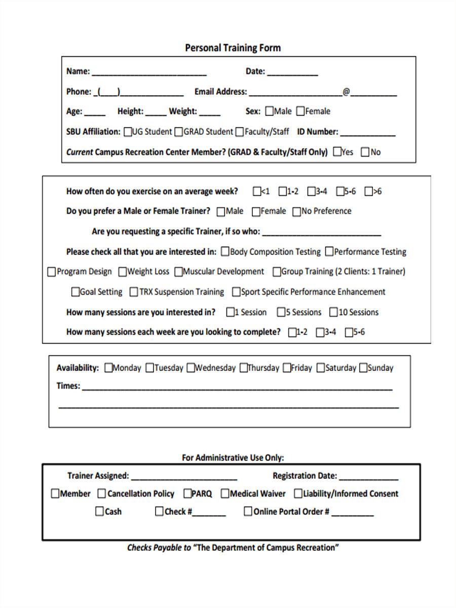 FREE 21+ Personal Training Assessment Forms in MS Word  PDF With Regard To personal training cancellation policy template