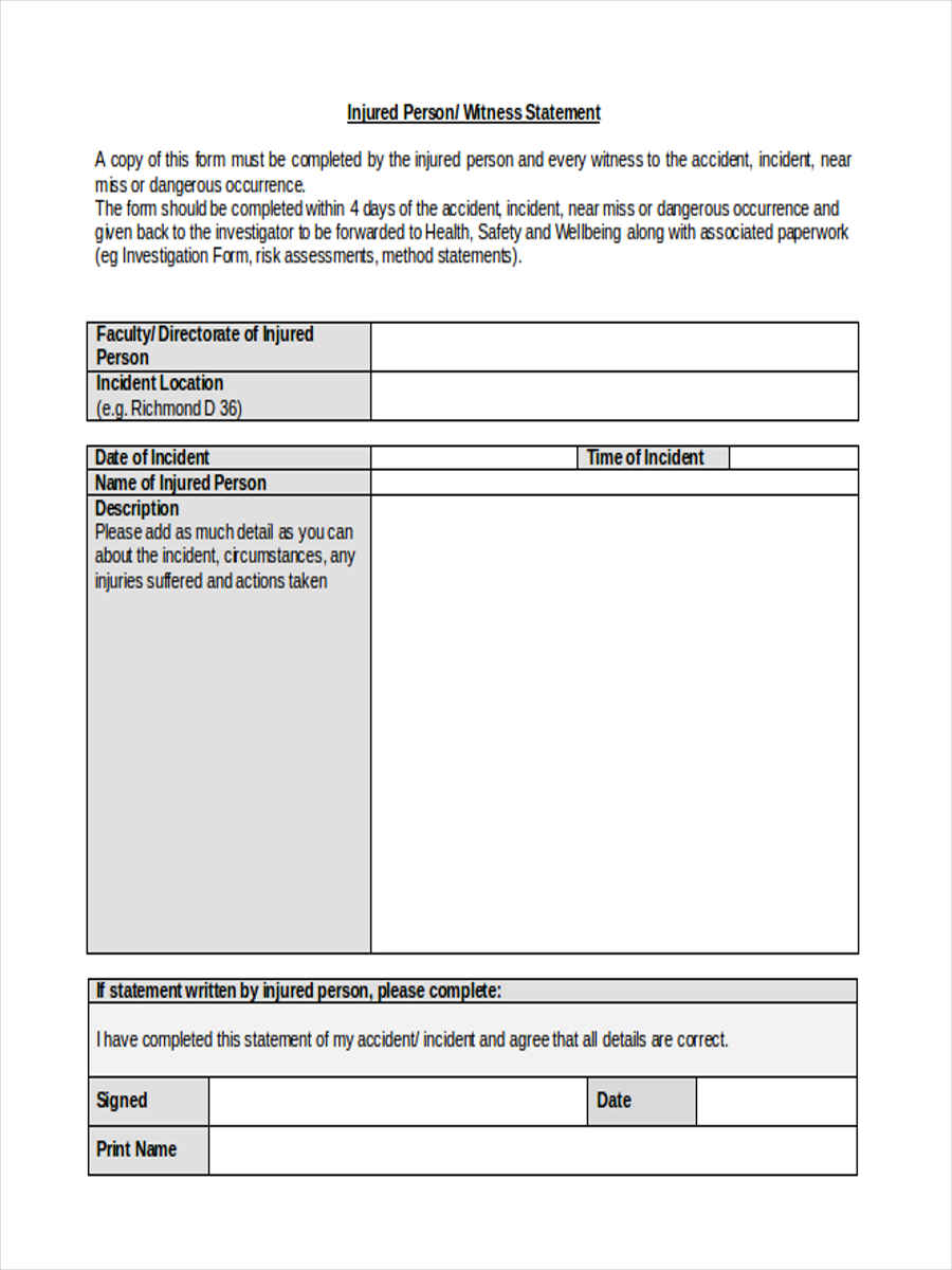 injury witness statement template