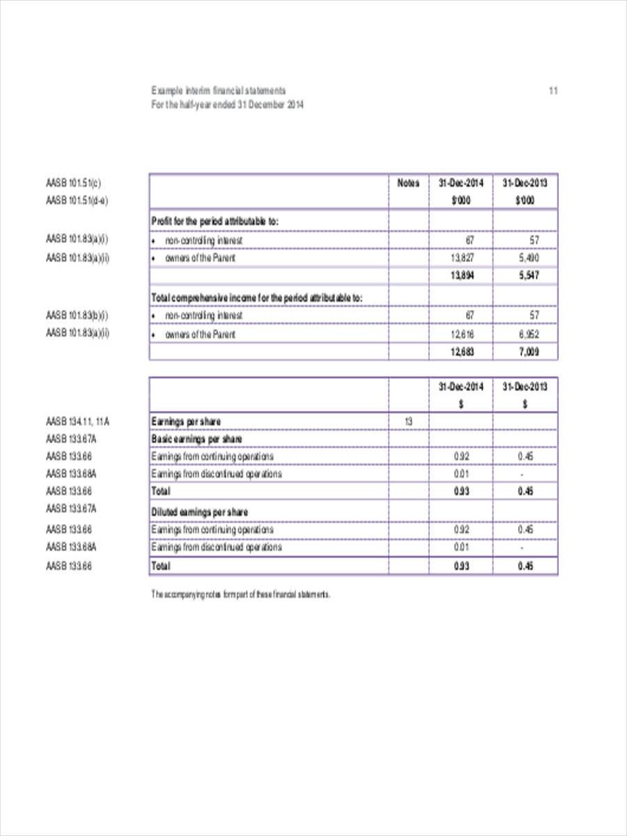 interim financial statement