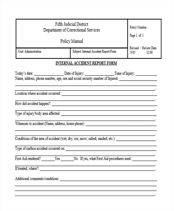 internal accident form