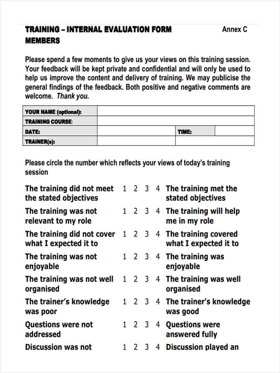 internal training feedback